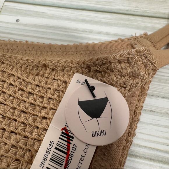 NWT VICTORIA’S SECRET NUDE CROCHET BIKINI BOTTOM WITH SEA SHELL CHARMS X-LARGE - Picture 3 of 7